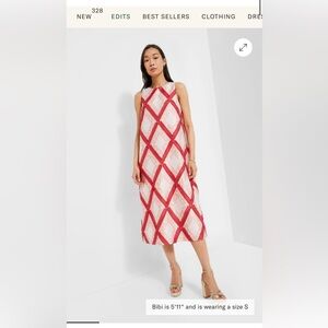 Tuckernuck Vermilion Trellis Fil coupe midi dress